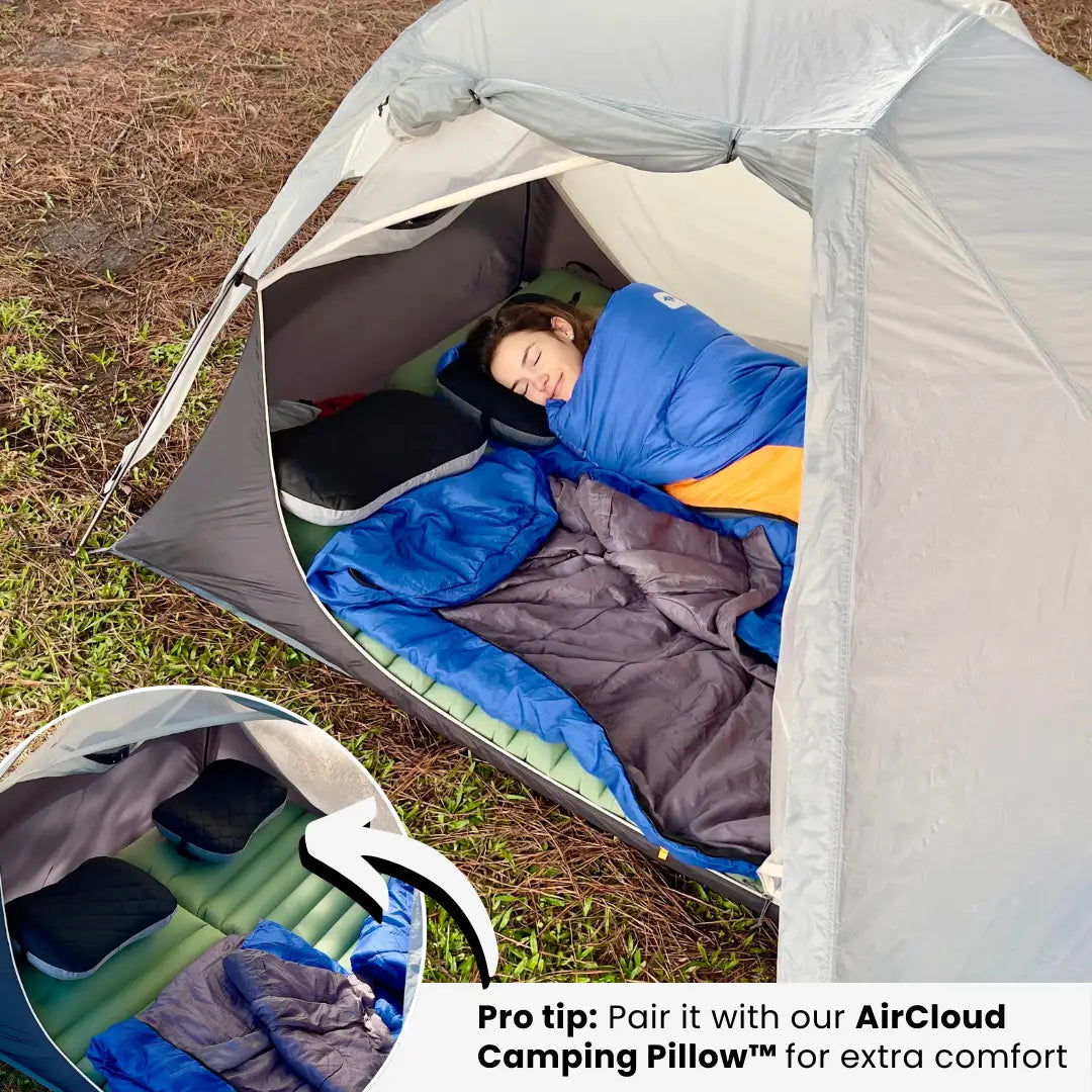 Almofada de dormir GreenCloud UltraComfort: onde o luxo encontra a aventura™