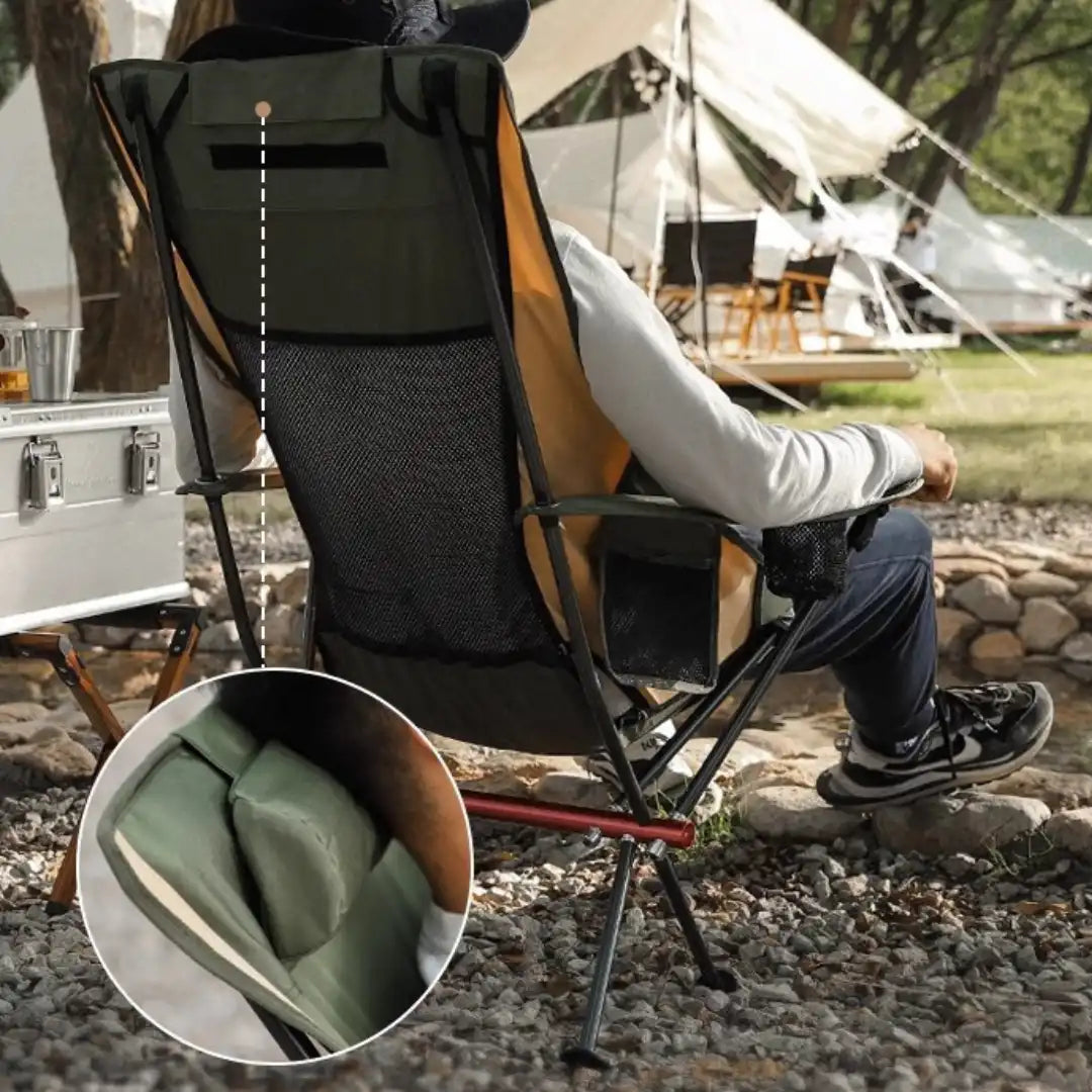 New High Back Camping Armchair with Cup Holder & Headrest
