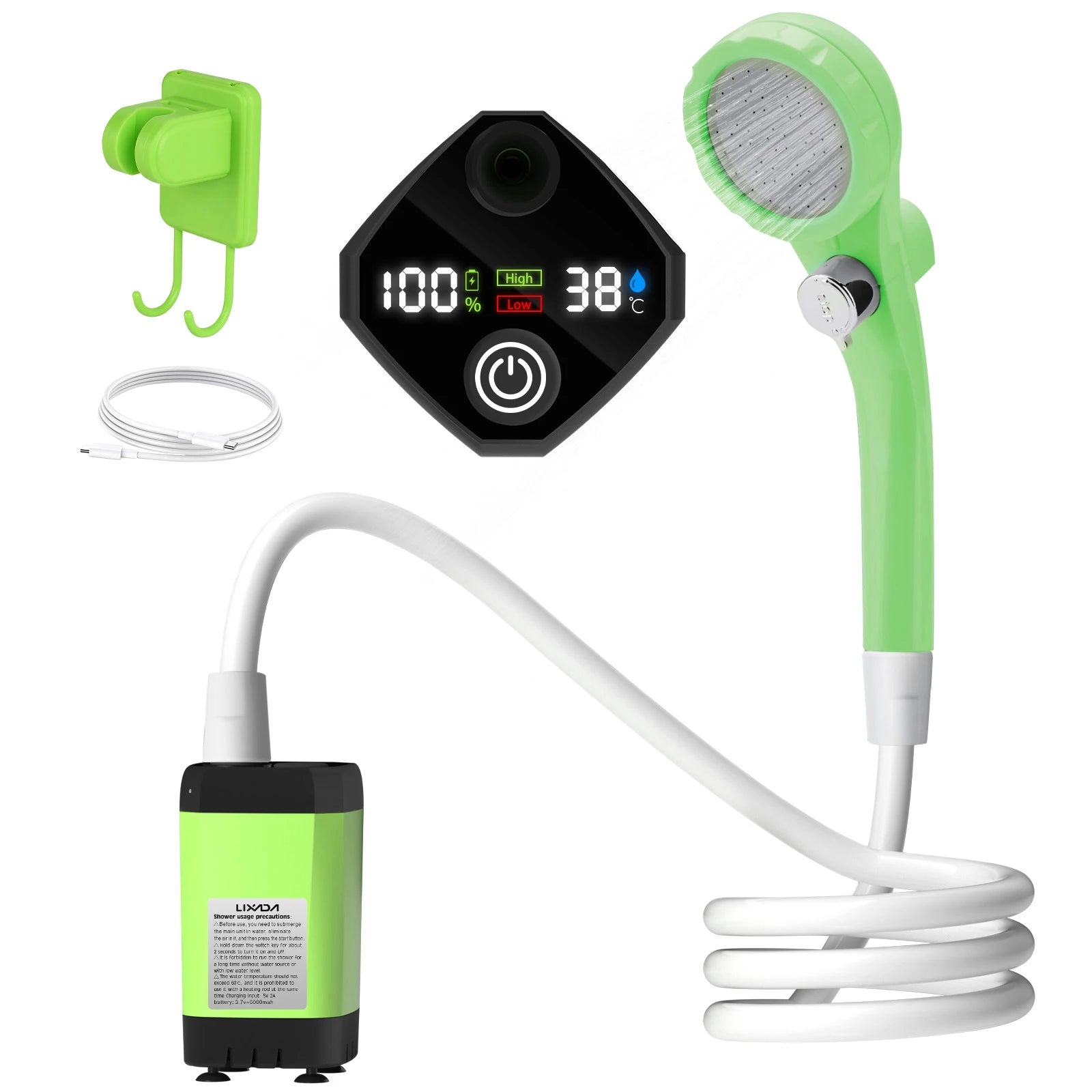 Portable Camping Shower Pump with Digital Display