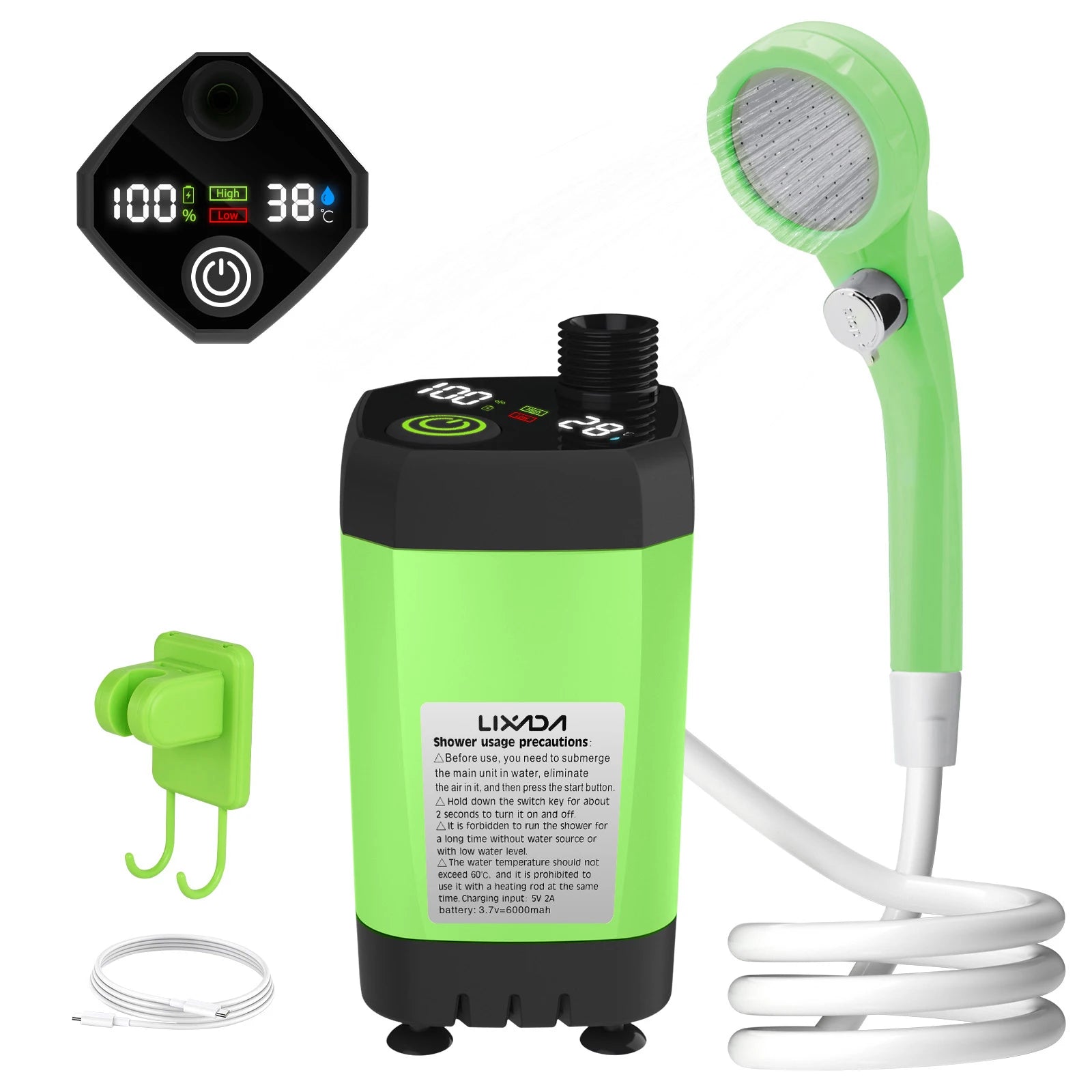 Portable Camping Shower Pump with Digital Display