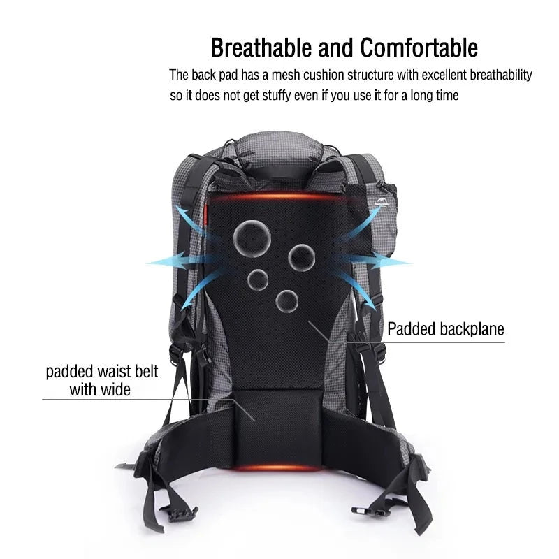 ExplorePro Adventure 60 + 5L: mochila de caminhada de grande capacidade com design ergonômico e recursos à prova d'água