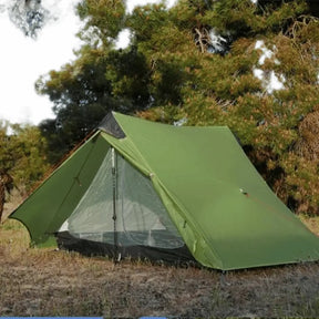 Barraca de acampamento sem haste ultraleve para 2 pessoas e 3 estações - 15D Silnylon Khaki