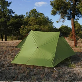 Barraca de acampamento sem haste ultraleve para 2 pessoas e 3 estações - 15D Silnylon Khaki