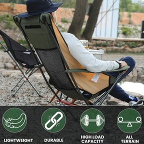 New High Back Camping Armchair with Cup Holder & Headrest