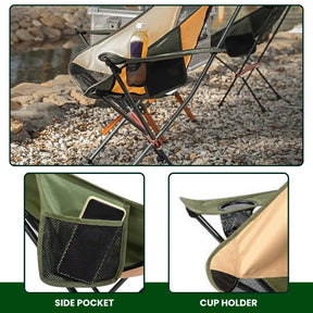 New High Back Camping Armchair with Cup Holder & Headrest