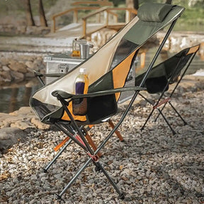 New High Back Camping Armchair with Cup Holder & Headrest