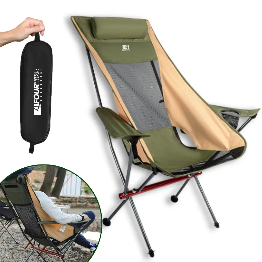 New High Back Camping Armchair with Cup Holder & Headrest