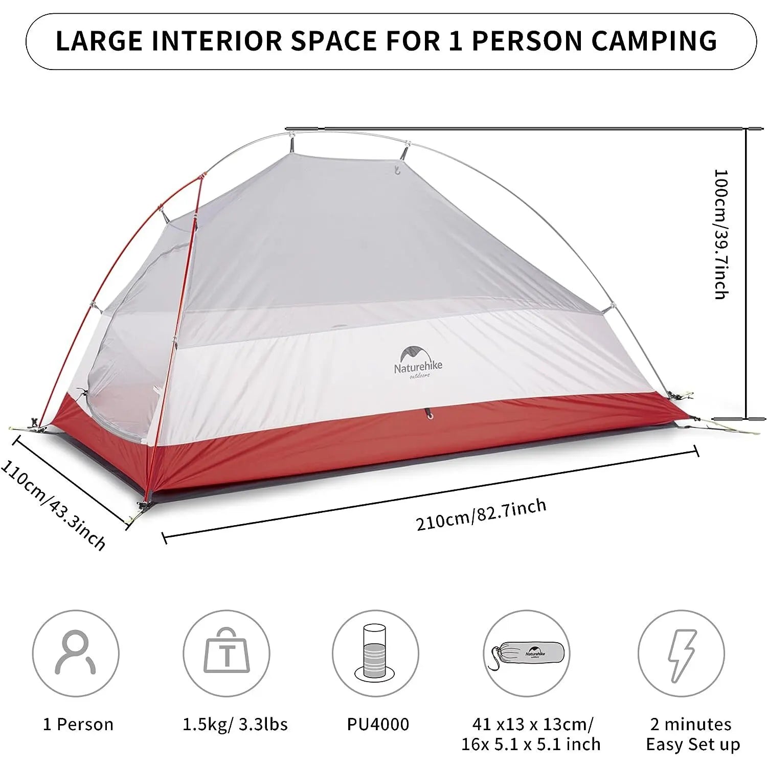 Naturehike CloudUp 1-Person Ultralight Waterproof Camping Tent