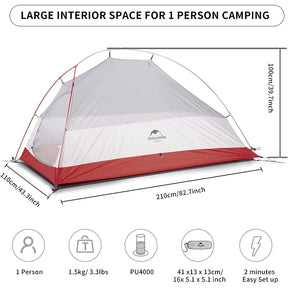 Naturehike CloudUp 1-Person Ultralight Waterproof Camping Tent