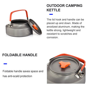 Camping Coffee Adventure Set - Portable Kettle, Tableware, and Utensils for Outdoor Picnics and Cookware