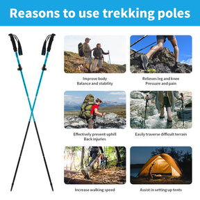 Bastões de trekking dobráveis ​​de três seções para caminhadas