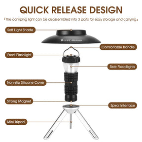 Lanterna de acampamento USB magnética WEST BIKING